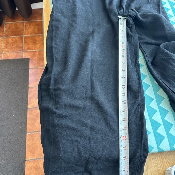 Black Wide Leg Jumpsuit with Adjustable Straps Linen XL short - Picture 7 of 12